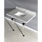 Kingston Brass 36" x 22" Carrara Marble Vanity Top with Clear Acrylic Console Legs, Carrara Marble/Matte Black KVPB3630MASQ0 - alternate 2